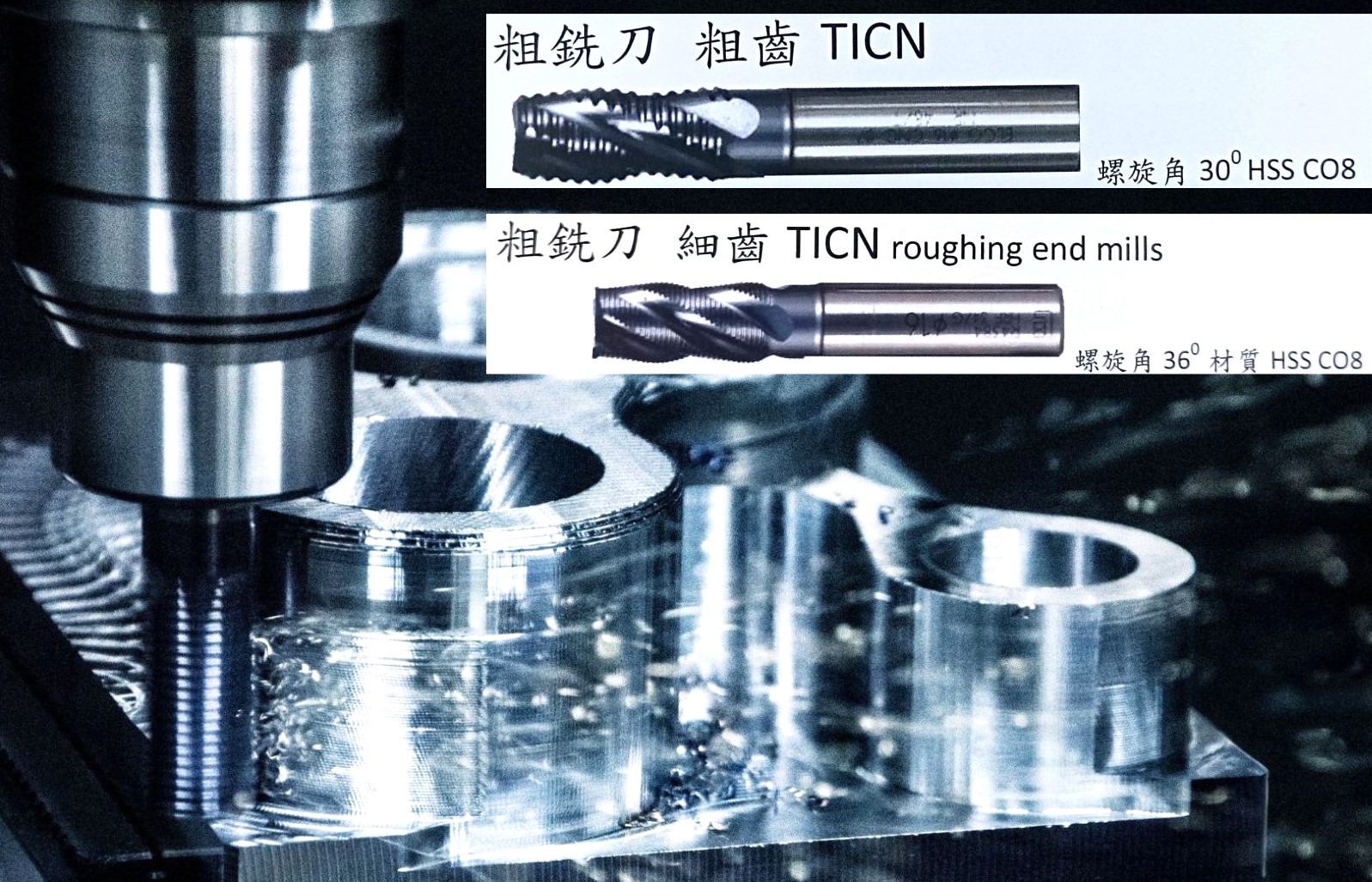 粗銑刀  粗齒 TICN及細齒TICN(2種產品)